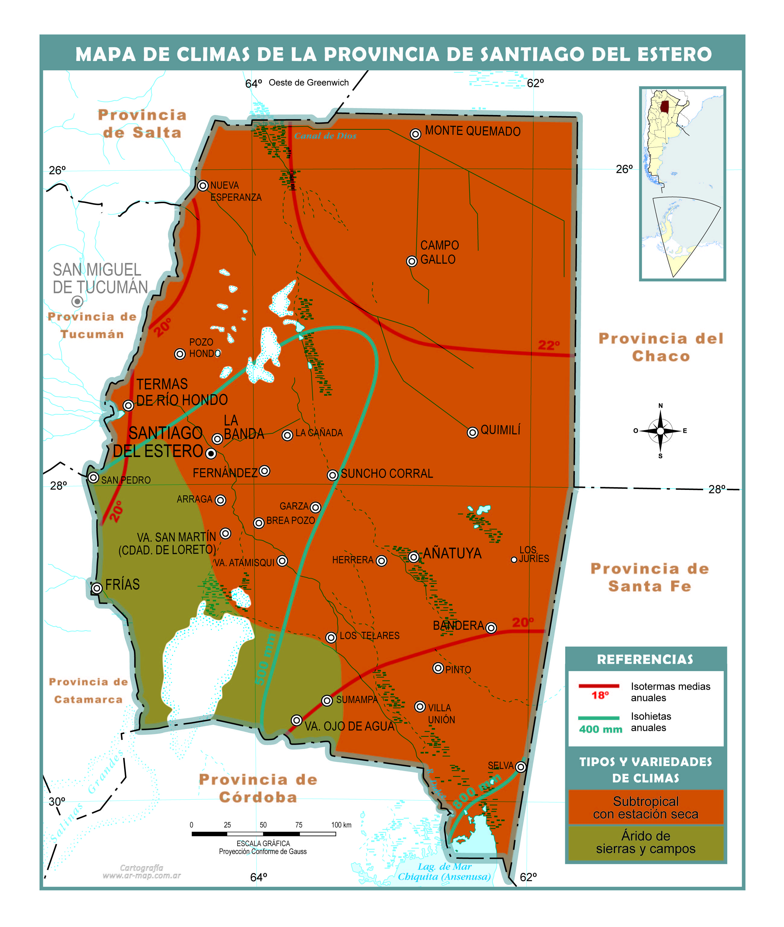 Mapa climático de Santiago del Estero