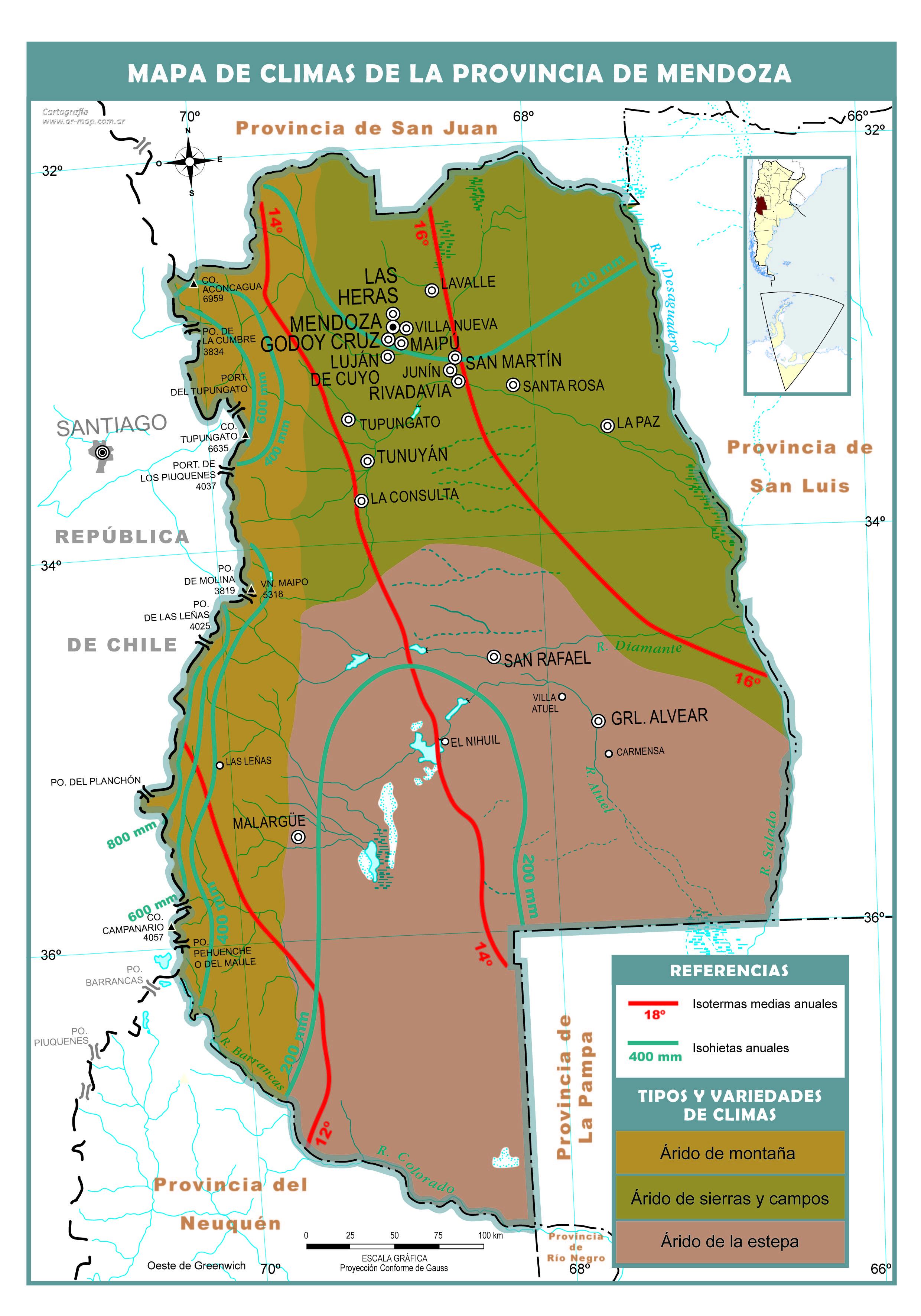 Mapa climático de Mendoza