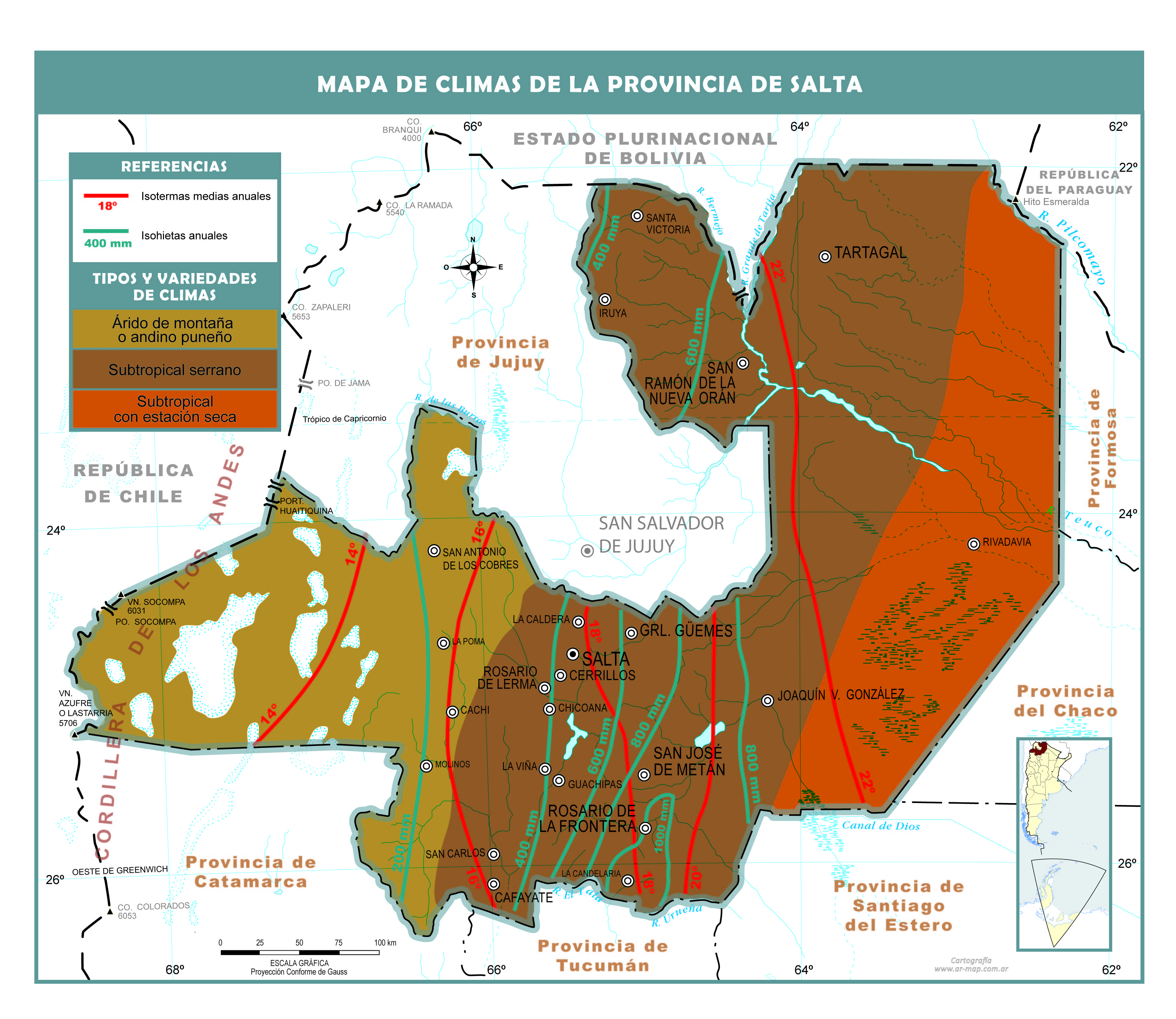 Mapa climático de Salta