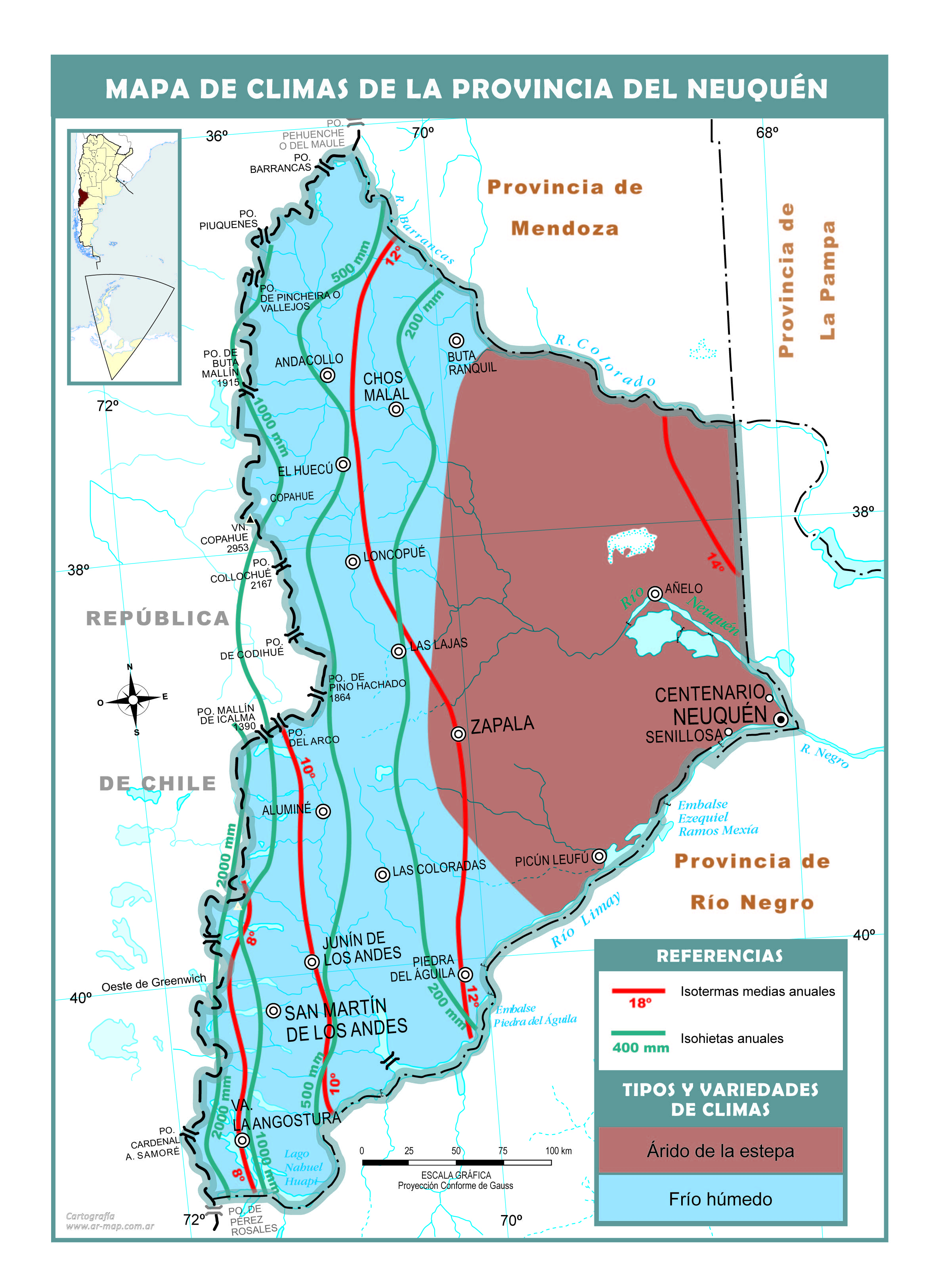 Mapa climático de Neuquén