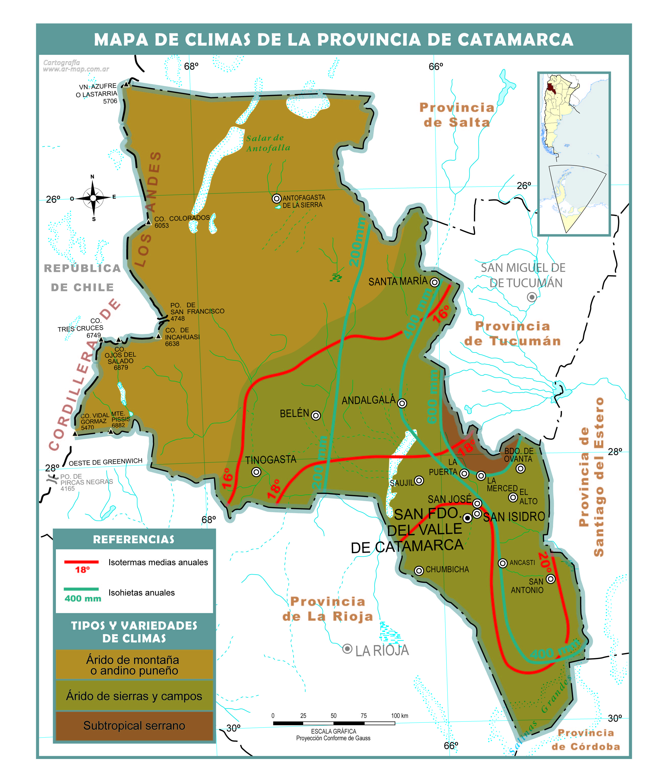 Mapa climático de Catamarca