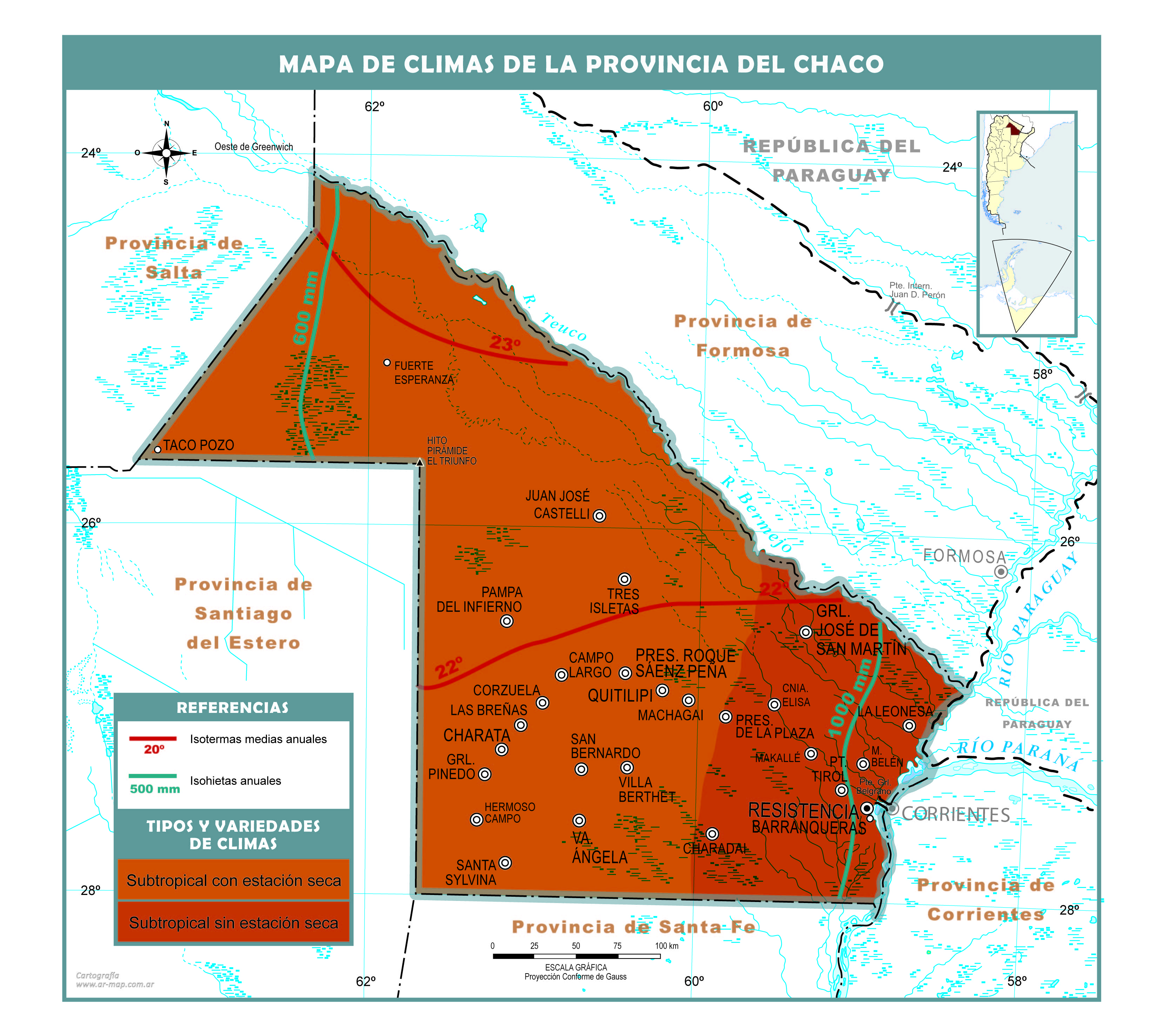 Mapa climático del Chaco