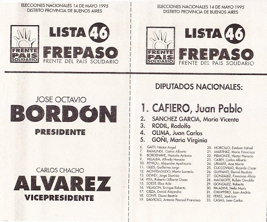 Boleta electoral de Bordón-Álvarez