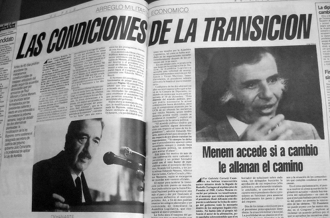 La transición Alfonsín-Menem. Página/12, 1989.