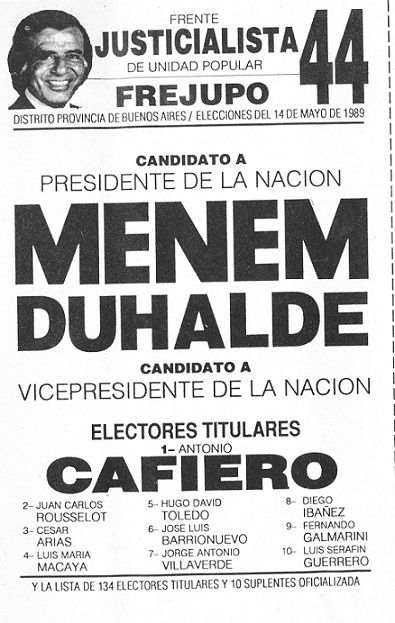 Boleta electoral Frejupo, 1989.