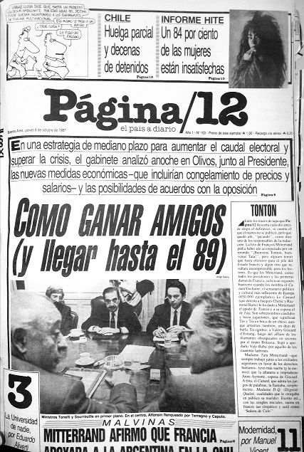 Tapa de Página/12, 8/10/1987.