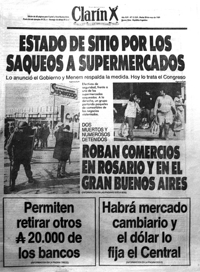 Tapa de Clarín del 30/05/1989.