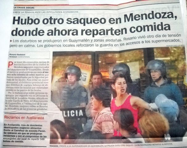 Hubo otro saqueo en Mendoza, donde ahora reparten comida