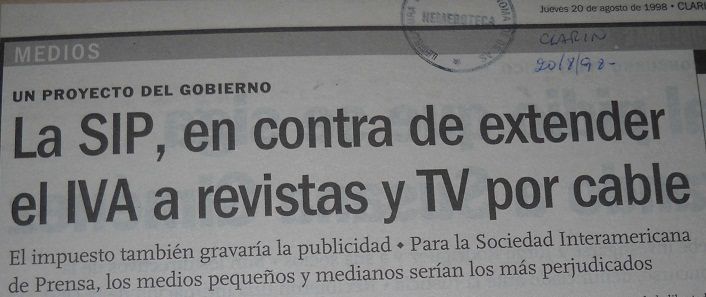 ¿IVA a revistas y TV por cable?, 1998.