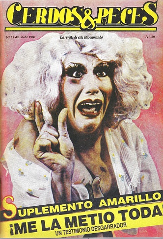 Tapa de la revista Cerdos & peces, n.° 14, 14 de julio de 1987.