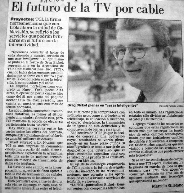 La televisón por cable, 1995.