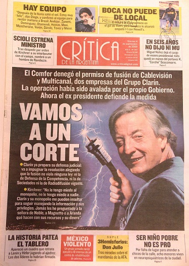 Tapa de Crítica, 4/092009.