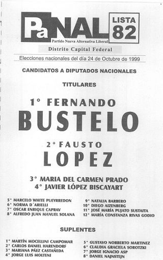 Boleta electoral de los diputados Bustelo-López.