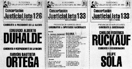 Boleta electoral de la Concertación Justicialista.