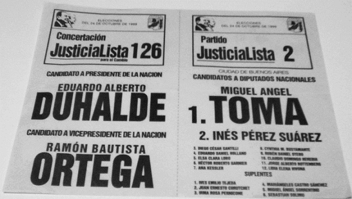 Boleta electoral de la Concertación Justicialista.