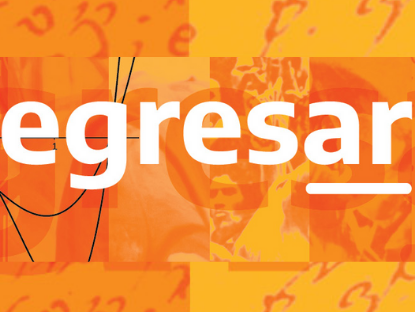 Sobre un fondo amarillo, se lee: «egresar».