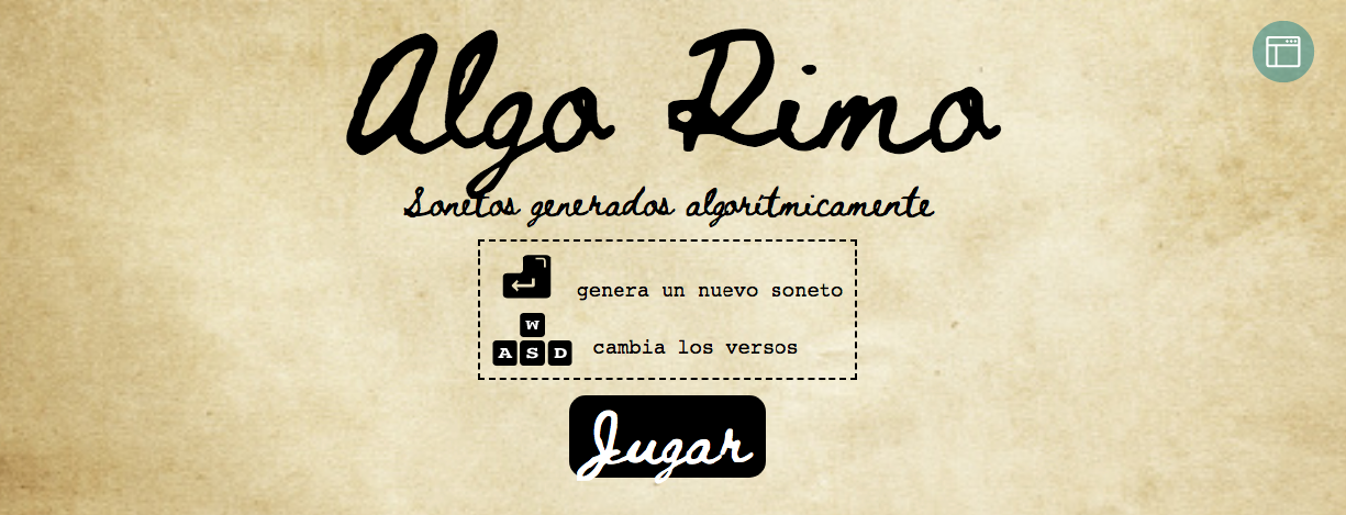 Captura de pantalla de la aplicación web Algo Rimo de educ.ar.