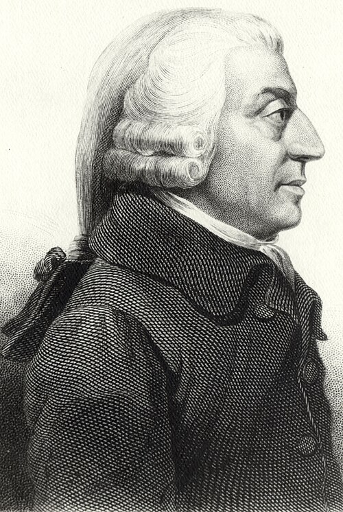 Adam Smith de perfil.