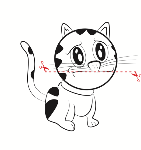 Dibujo de un gato listo para recortar.