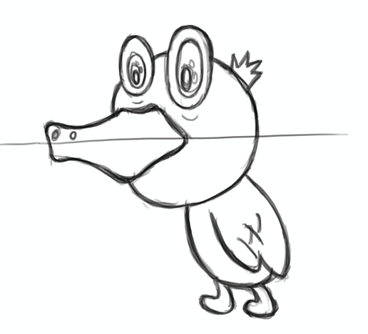 Se remarcan las líneas del dibujo de un pato y se agregan detalles.