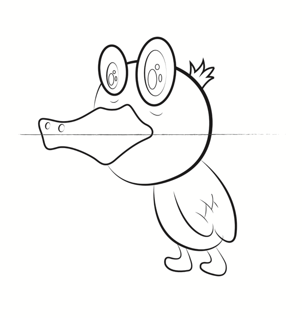 Dibujo de un pato en líneas definitivas.
