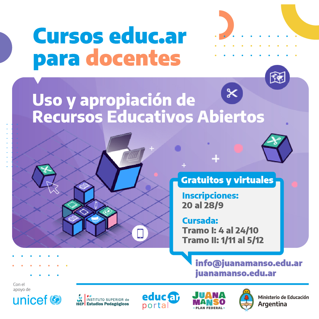 la imagen muestra el flyer del curso sobre REA con sus fechas de inscripción y cursada.