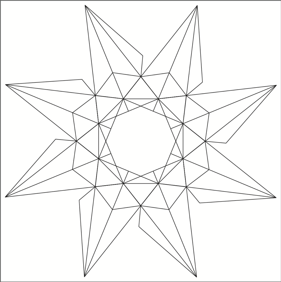 Se muestra copia de manera circular de los pasos anteriores en cada vértice del octógono.