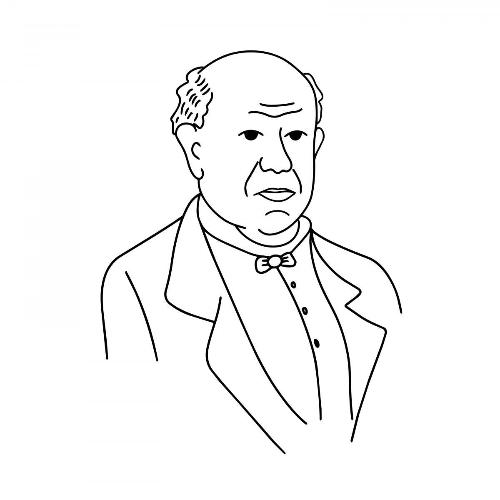 Ilustración de línea de Domingo Faustino Sarmiento.