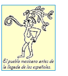 Figura aborigen con leyenda «El pueblo mexicano antes de la llegada de los españoles».
