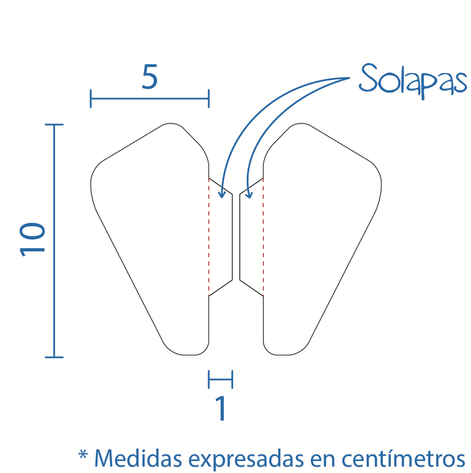 Esquema de las alas de la nave con sus medidas. 