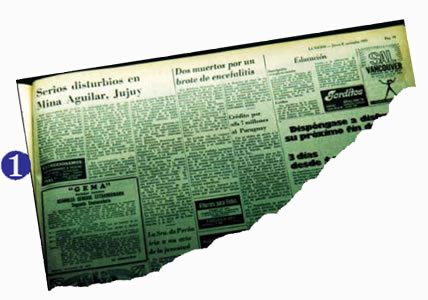 Recorte del diario La Nción del 8 de noviembre de 1973 sobre los disturbios en Mina Aguilar.