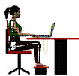 Esquema de una persona sentada mientras usa una computadora.