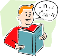 Un niño leyendo un libro.
