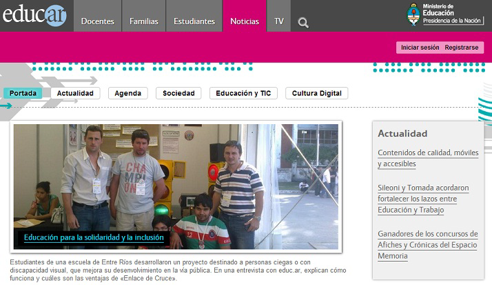 Portada de la sección Noticias de 2013.