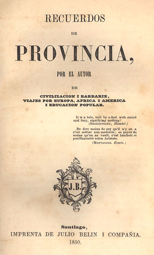 Portada del libro Recuerdos de Provincia.