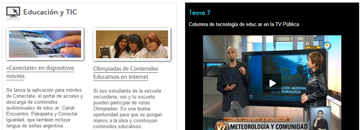 Secciones de la portada Noticias de 2013.