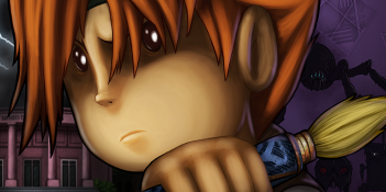 Imagen del videojuego Visita al Museo. Hay un joven con un pincel en la mano mirando a un costado con mirada desafiante.